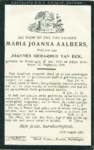  Aalbers, overleden op woensdag 27 augustus 1919